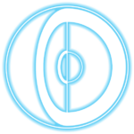 Sphere with cross sections glowing icon